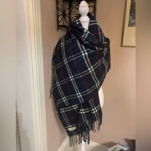 Royal Rossi Cashmere Plaid Navy and Red Women's blanket Scarf wrap large